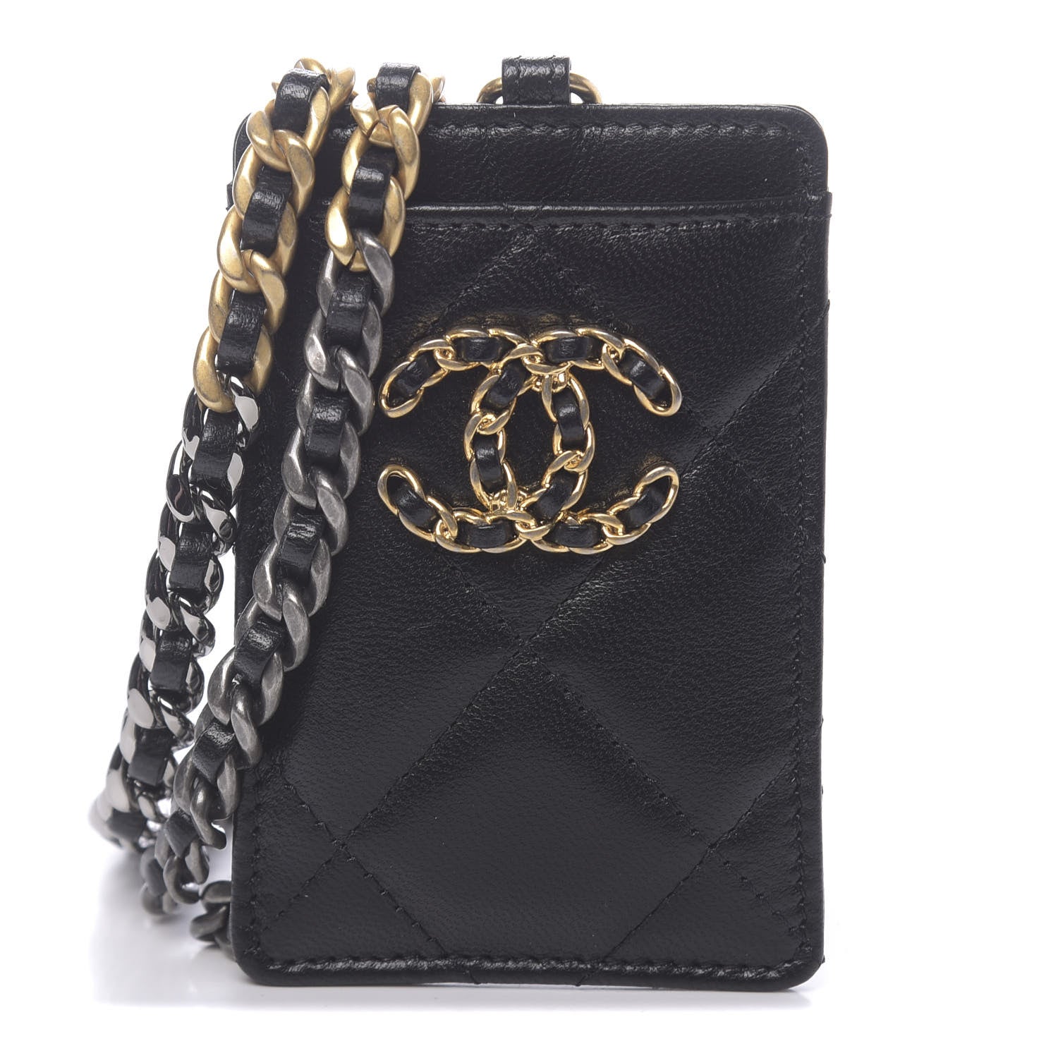 Chanel Goatskin Quilted 19 Card Holder On Chain Black 1 of 8