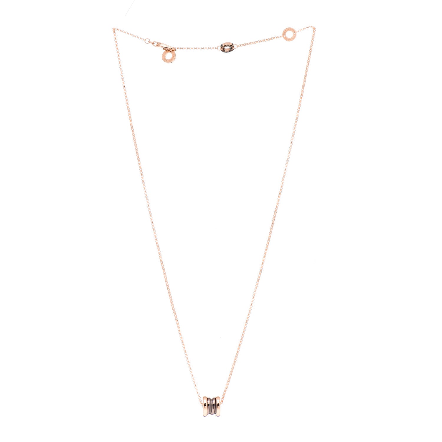 Bulgari 18K Rose Gold Cermet Small B.Zero1 Pendant Necklace 3 of 5