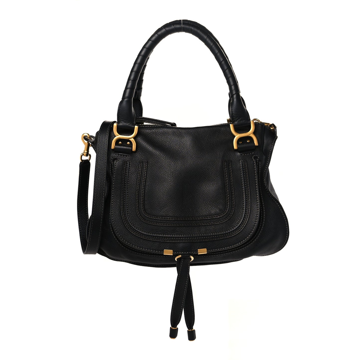 Calfskin Small Marcie Satchel Black