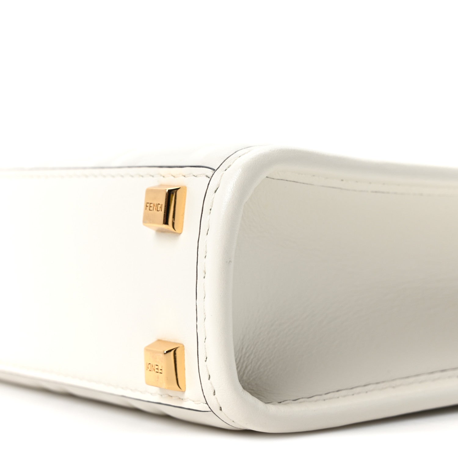 Fendi Vitello Plexiglass FF Embossed Mini Fendi Sunshine Shopper Tote White 9 of 9