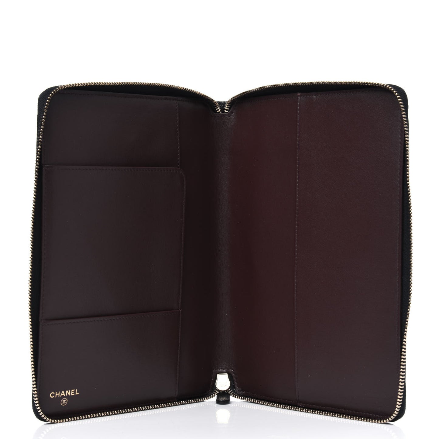Caviar Quilted Zip Around Notebook Agenda Cover Black