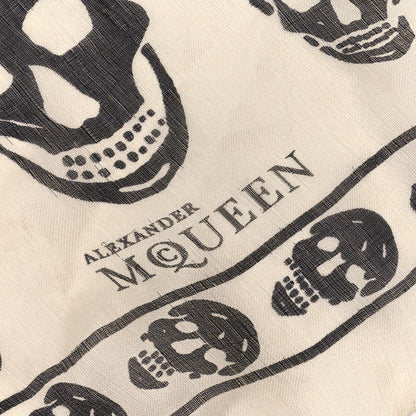 Alexander McQueen Silk Chiffon Skull Scarf Ivory Black 3 of 6