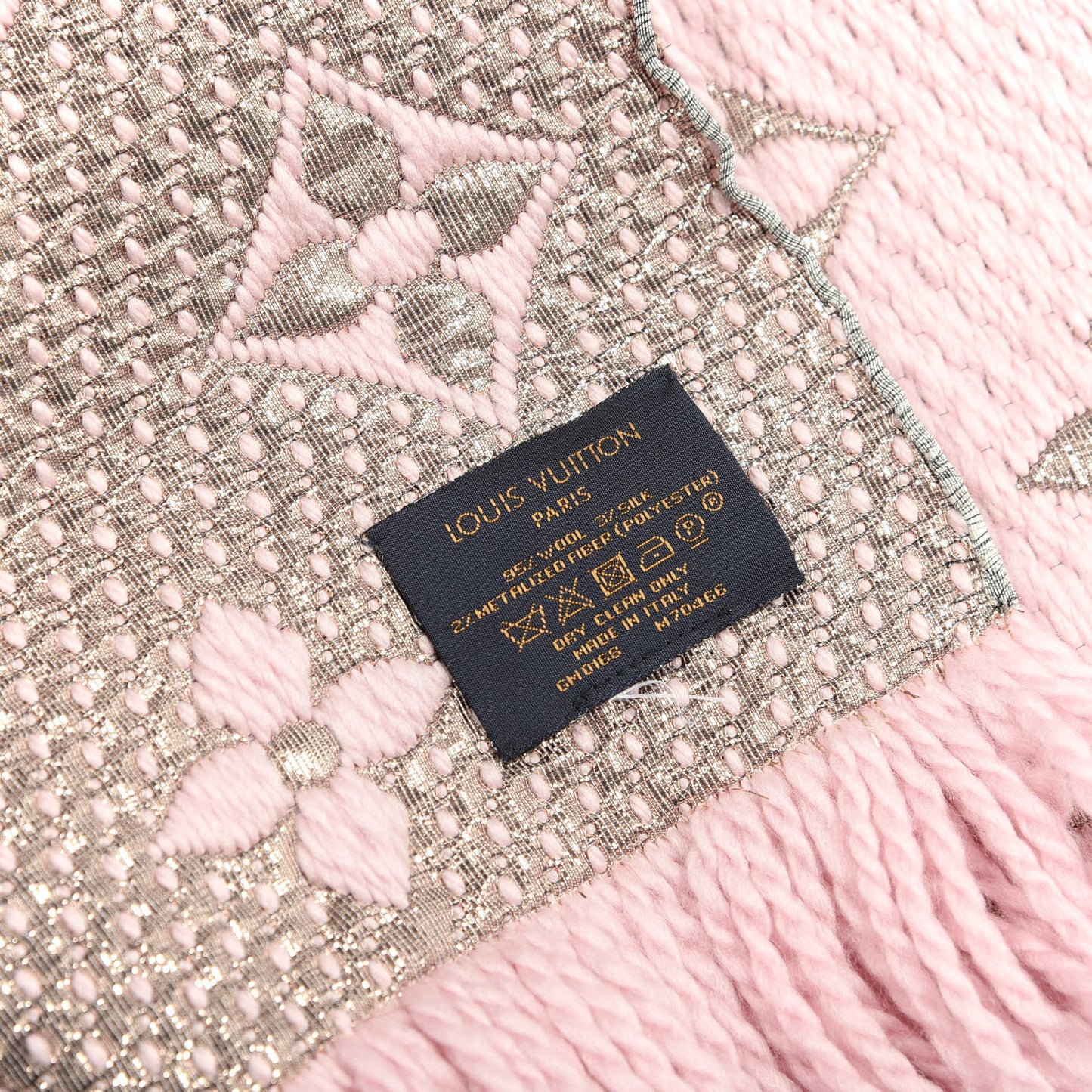 Wool Silk Logomania Shine Scarf Pink