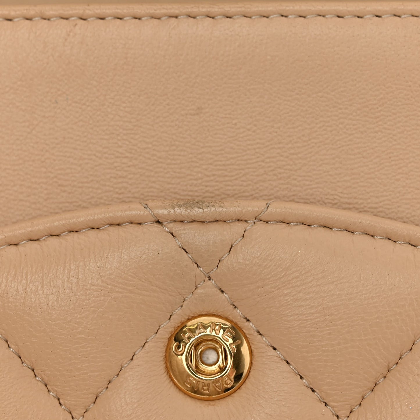 Lambskin Quilted Jumbo Double Flap Beige