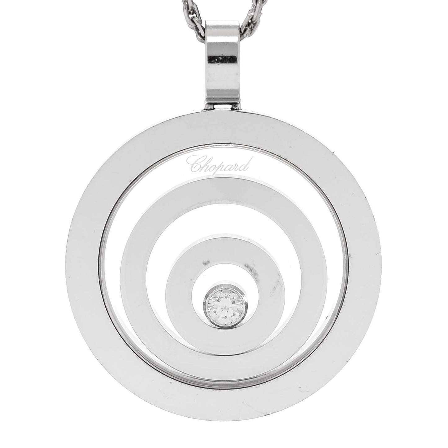 18K White Gold Diamond Happy Spirit Pendant Necklace