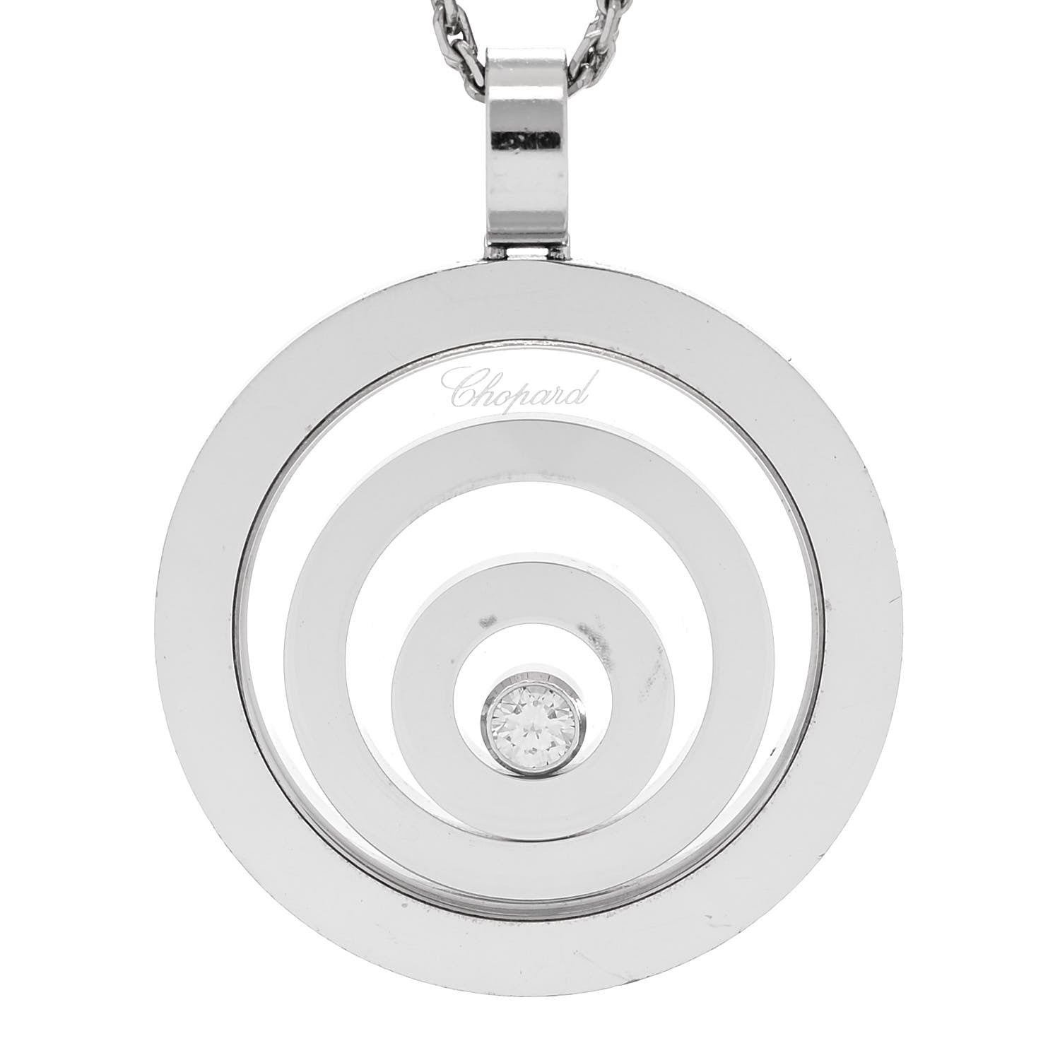 Chopard 18K White Gold Diamond Happy Spirit Pendant Necklace 5 of 8