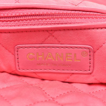 Chanel Shiny Calfskin Quilted Chanel 22 Drawstring Bag Coral Pink Coral Pink 7 of 11