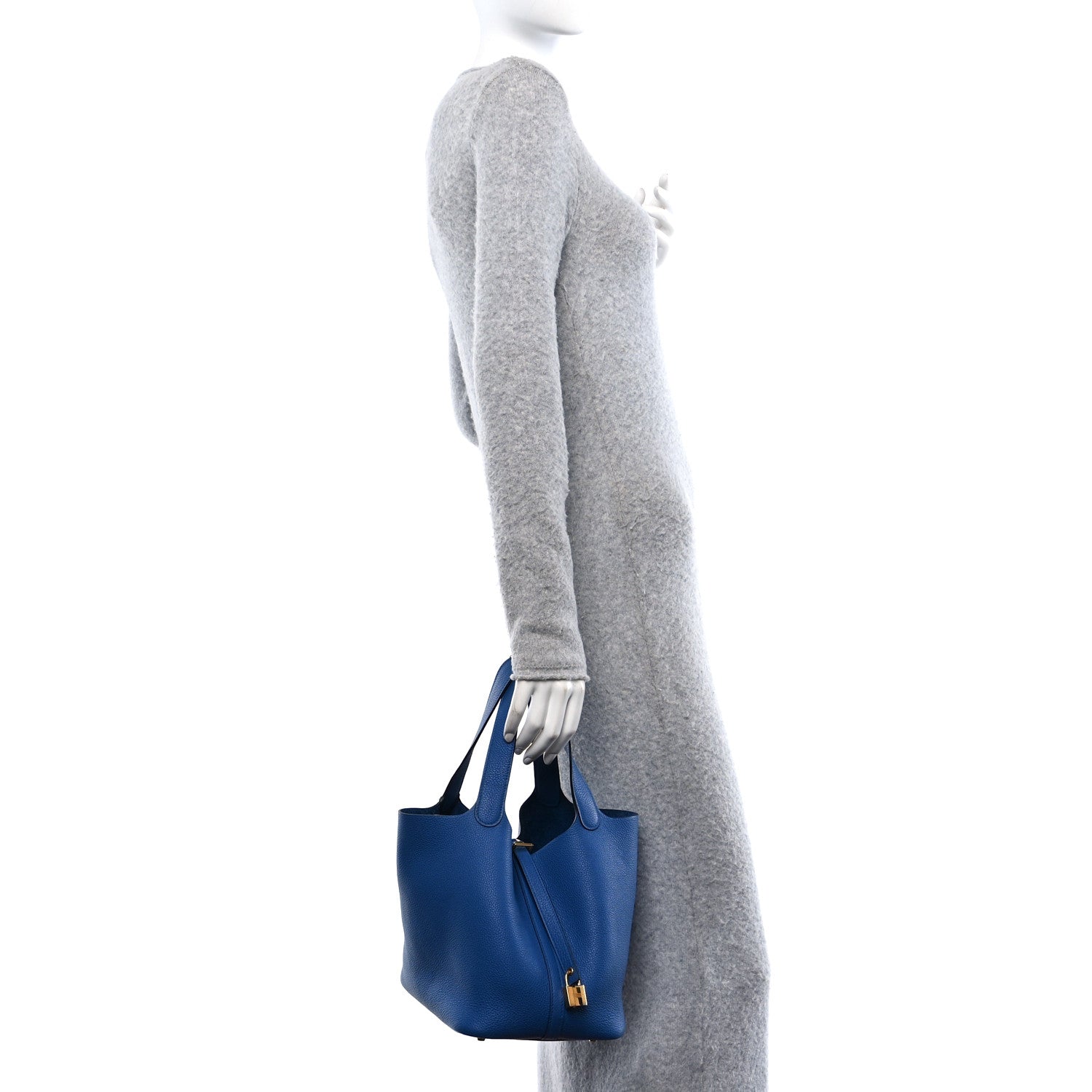 Hermes Taurillon Clemence Picotin Lock 22 MM Bleu France 2 of 10