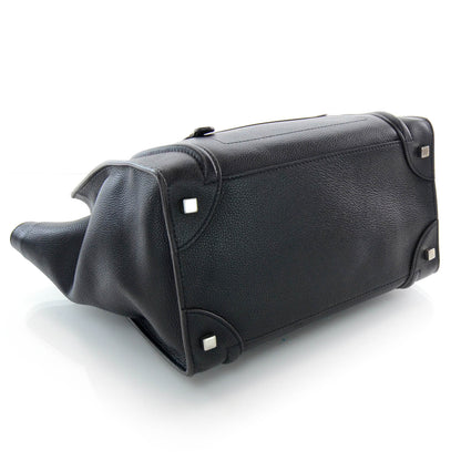 Celine Drummed Calfskin Mini Luggage Black 4 of 9