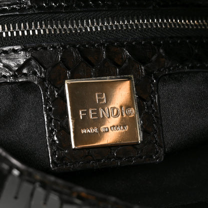 Fendi Sequin Paillettes Snakeskin Baguette Black 6 of 11