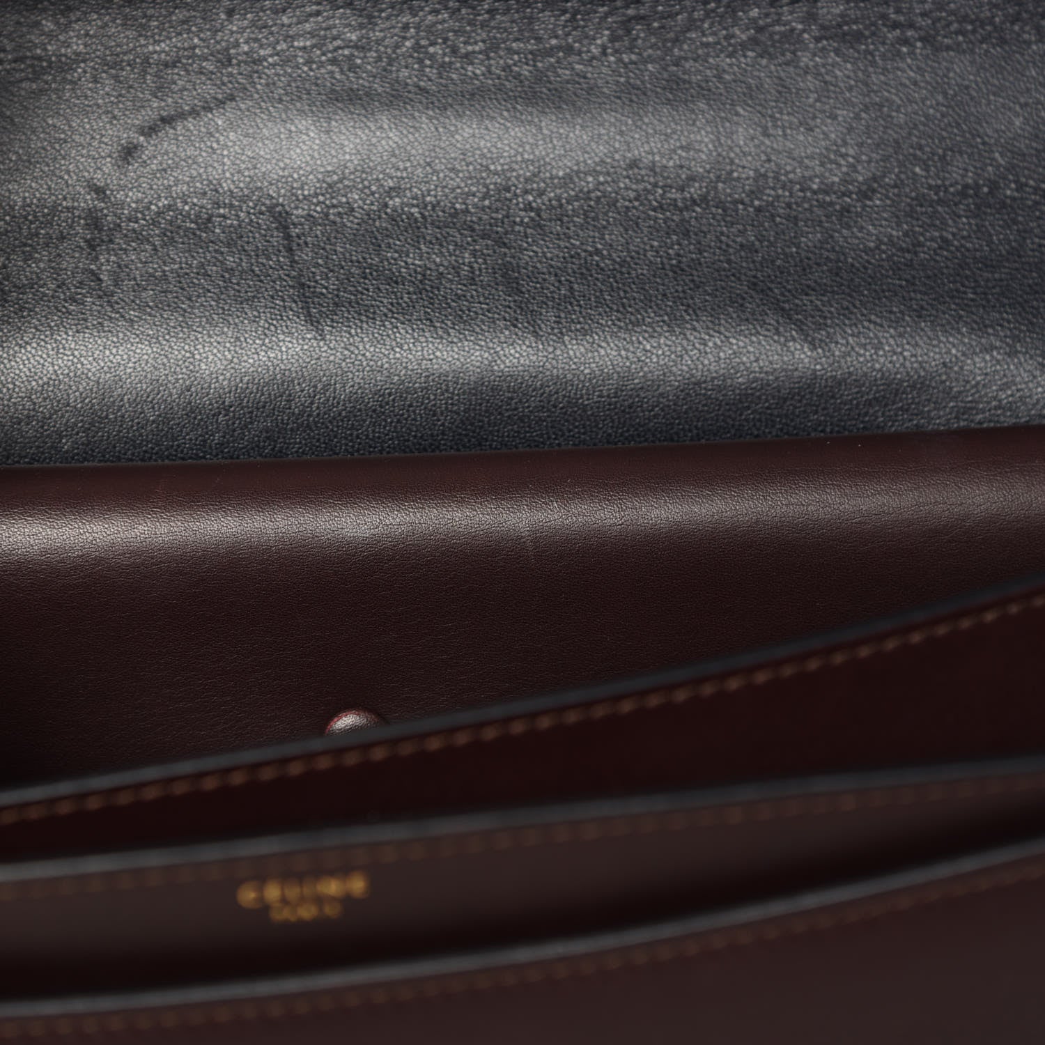 Celine Calfskin Bicolor Medium Case Flap Navy Burgundy 14 of 16