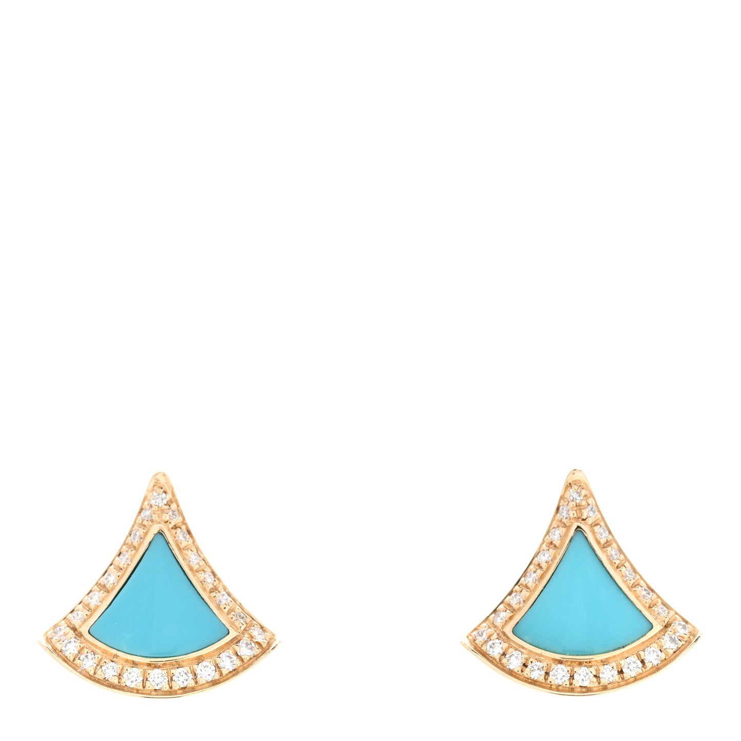 18K Yellow Gold Diamond Turquoise Divas' Dream Pave Stud Earrings