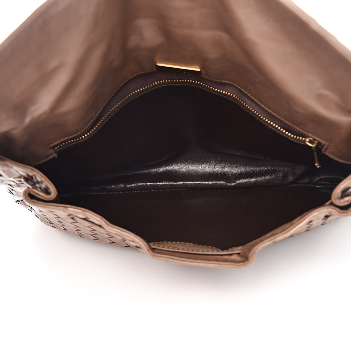 Nappa Intrecciato Flap Clutch Brown Taupe