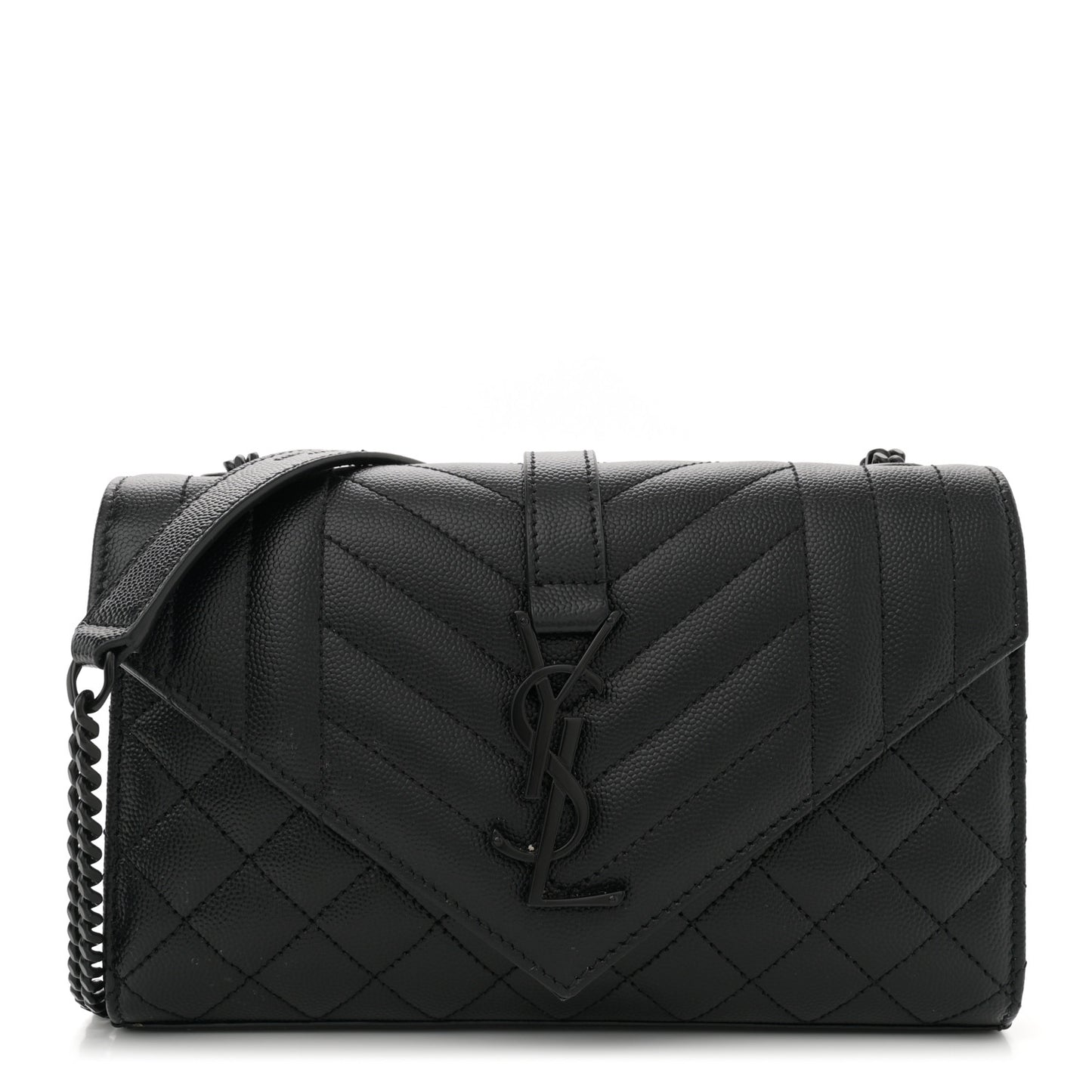 Grain De Poudre Textured Mixed Matelasse Triquilt Small Monogram Monochrome Satchel Black