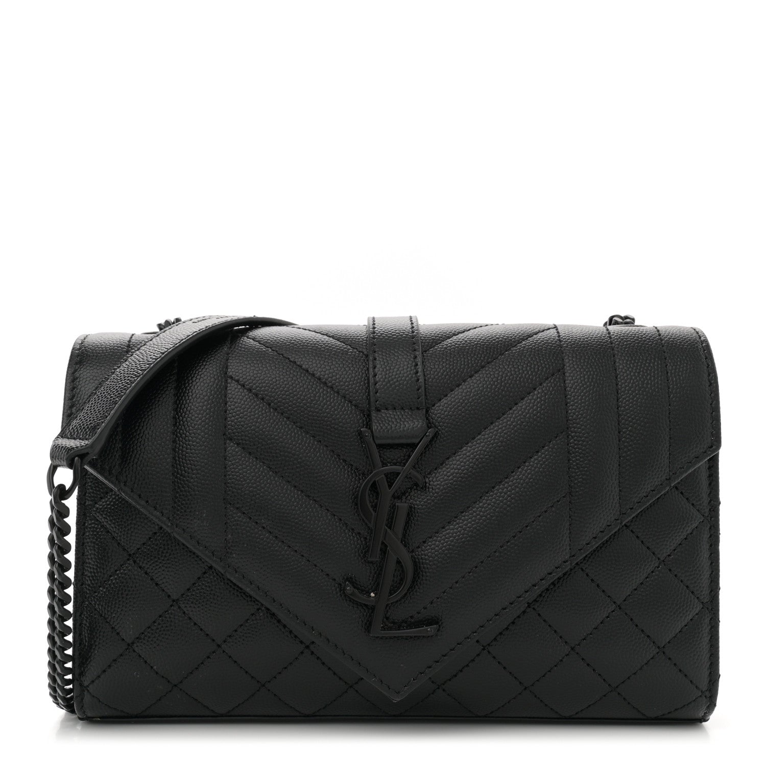 Saint Laurent Grain De Poudre Textured Mixed Matelasse Triquilt Small Monogram Monochrome Satchel Black 1 of 10