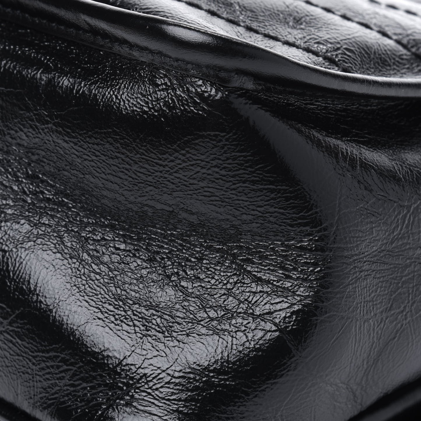 Crinkled Calfskin Matelasse Monogram Medium Niki Chain Satchel Black