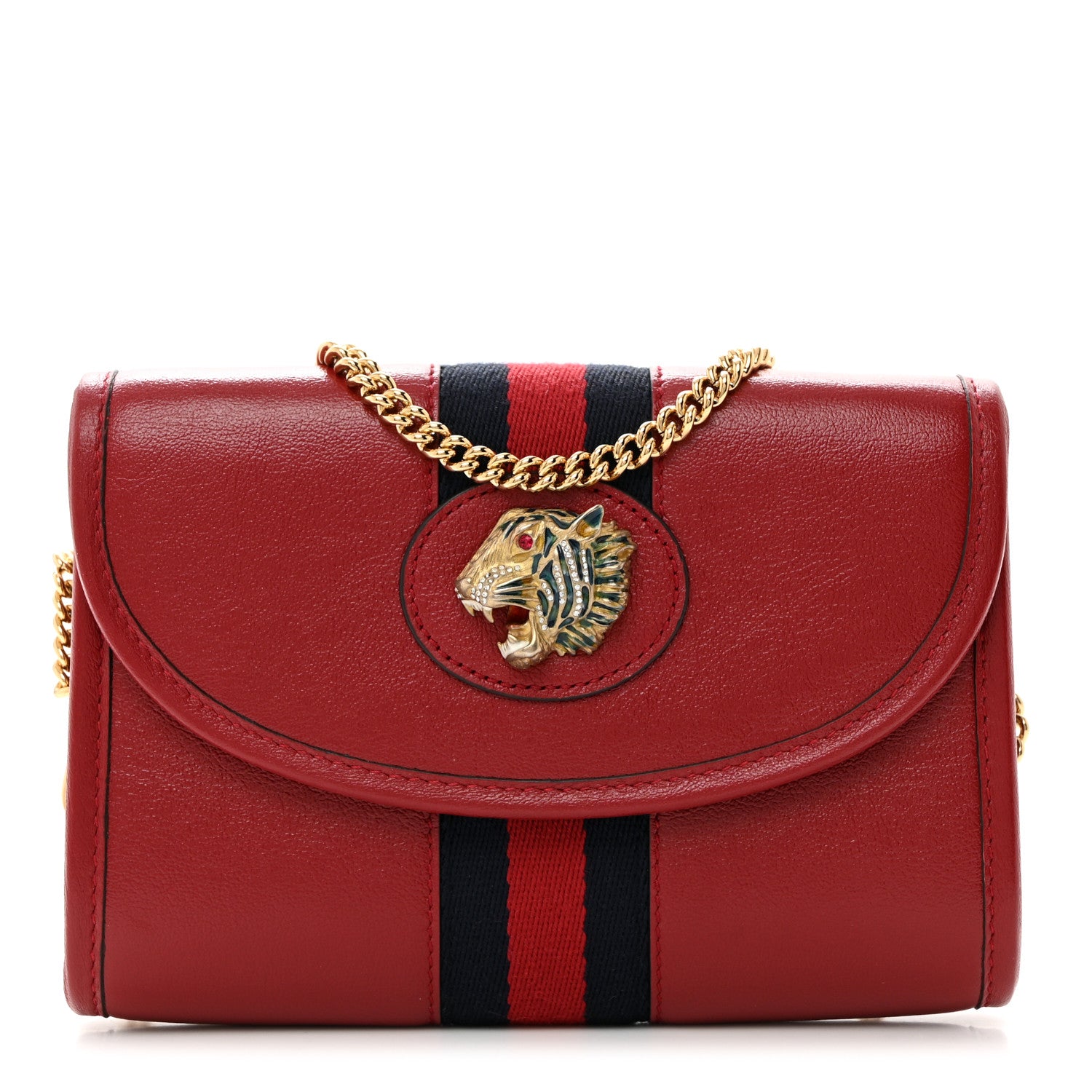 Gucci Textured Calfskin Web Mini Rajah Slim Flap Shoulder Bag Romantic ...