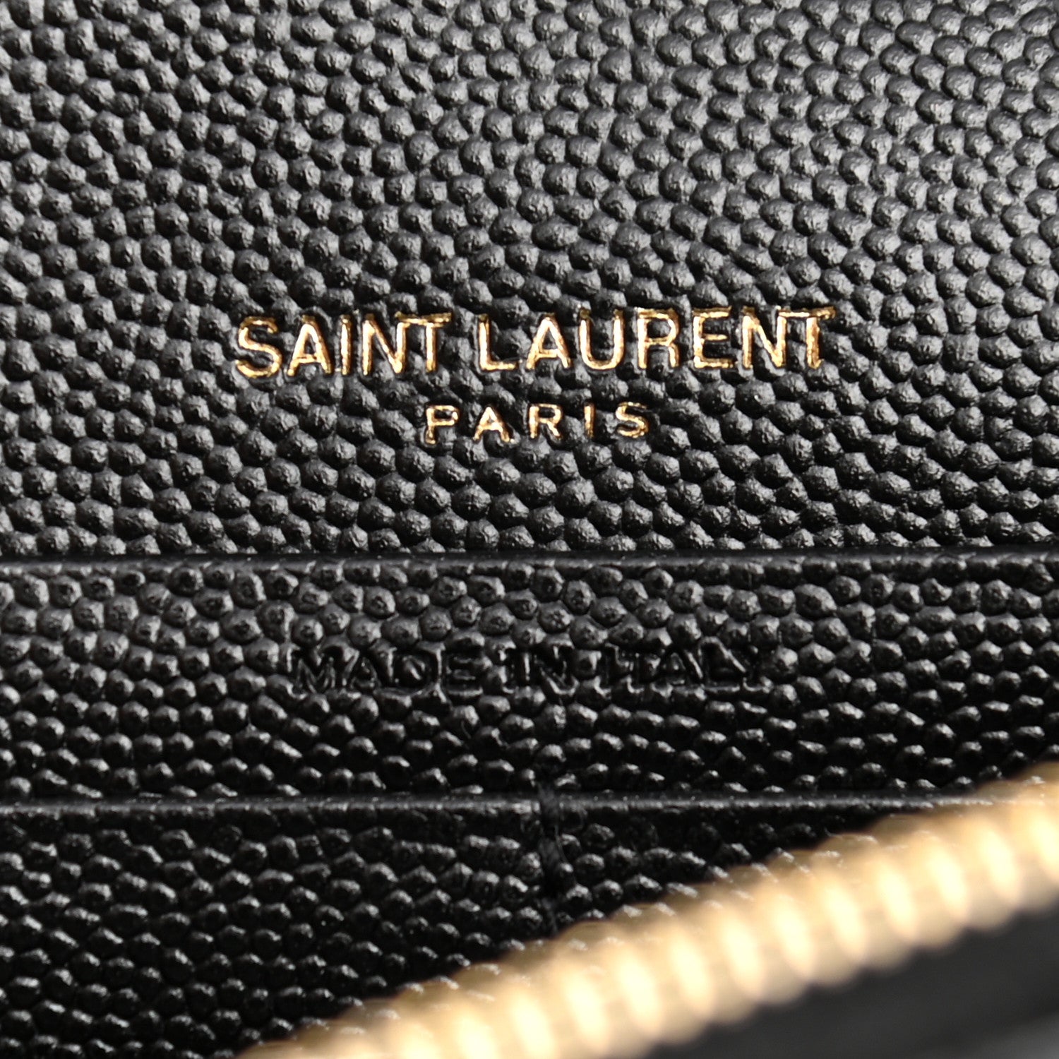 Saint Laurent Grain De Poudre Matelasse Chevron Monogram Envelope Chain Wallet Black 5 of 7