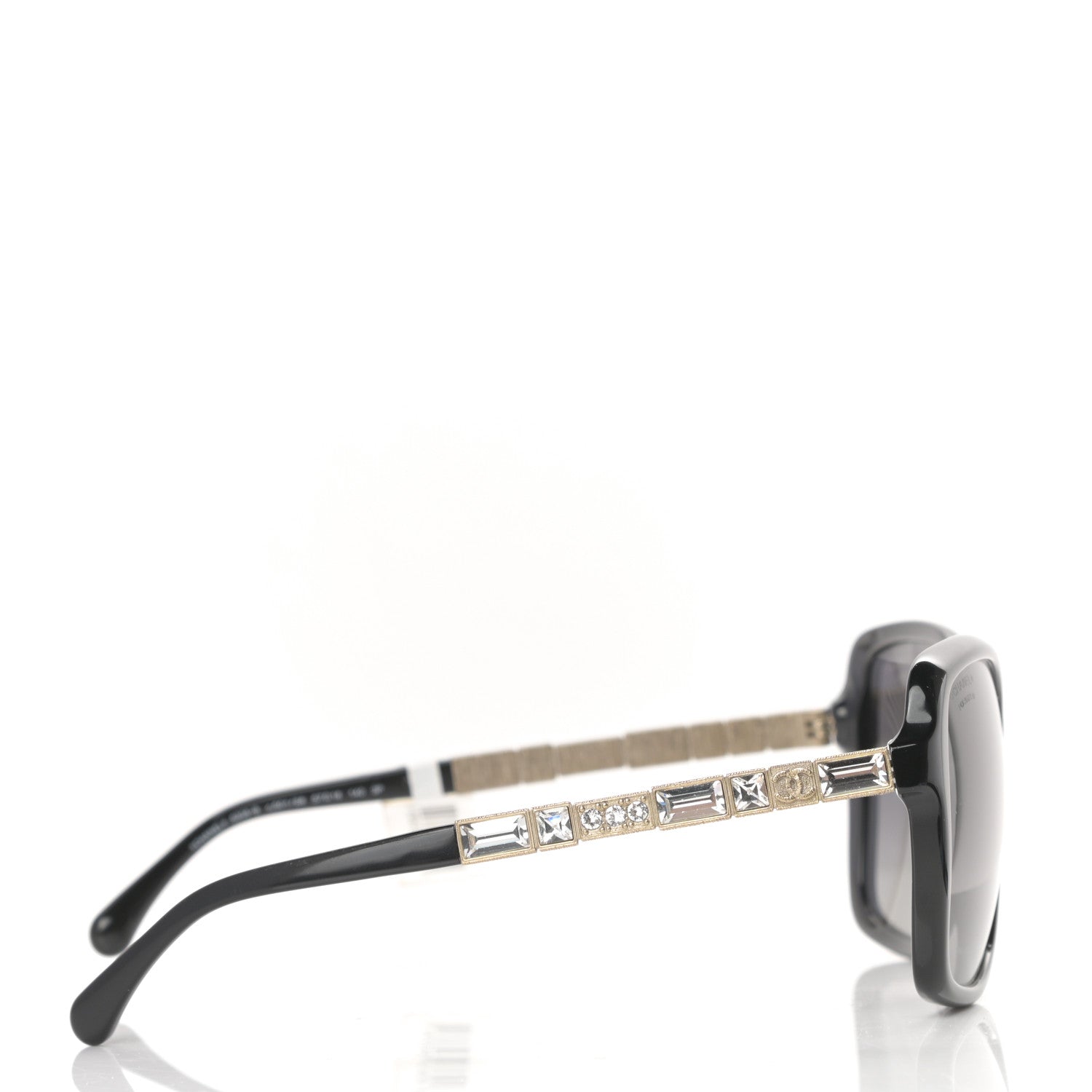 Chanel Crystal Baguette Polarized Square Sunglasses 5308-B Black 3 of 8