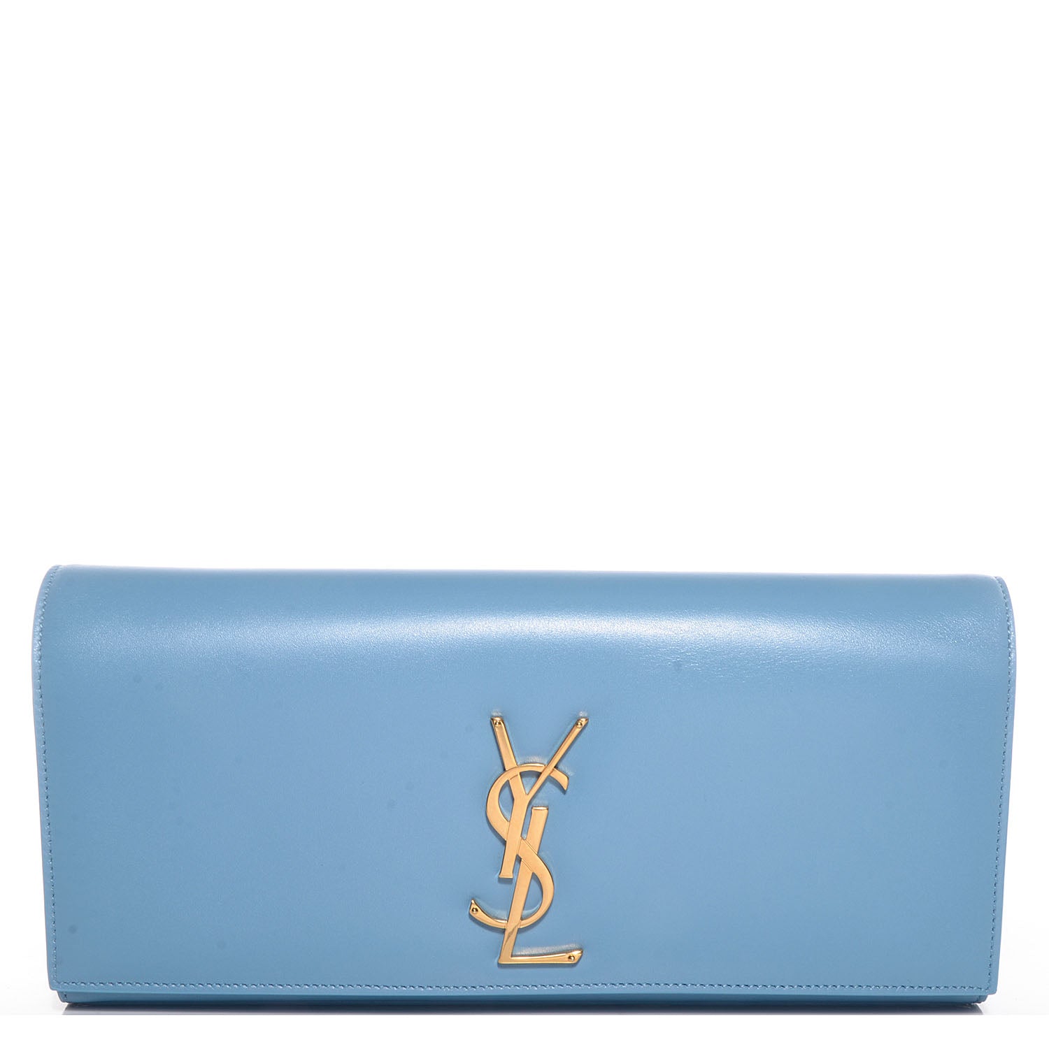 Saint Laurent Calfskin Classic Monogram Clutch Ice Blue 1 of 8