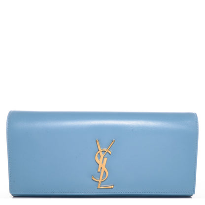 Saint Laurent Calfskin Classic Monogram Clutch Ice Blue 1 of 8