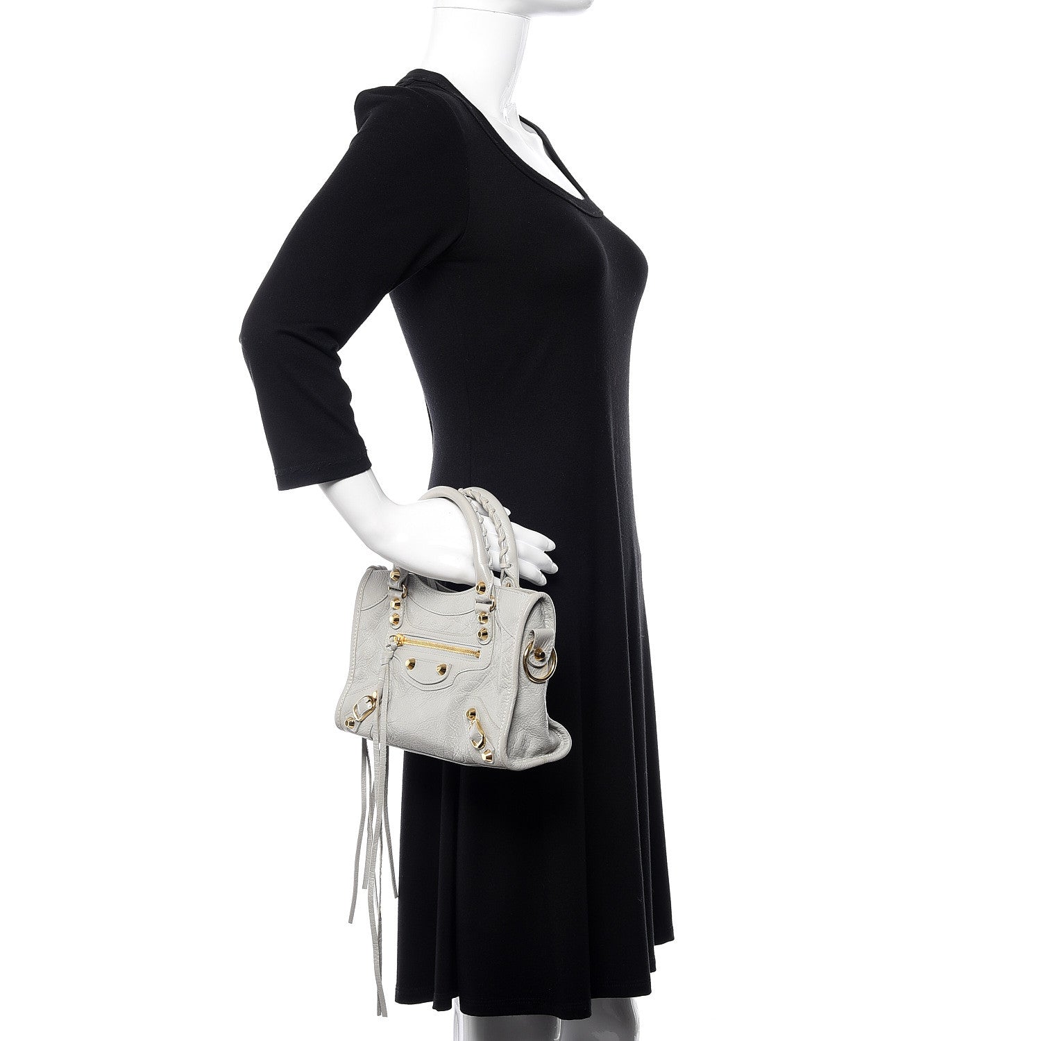 Balenciaga Agneau Classic Gold Hardware Mini City Gris Nuage 2 of 9