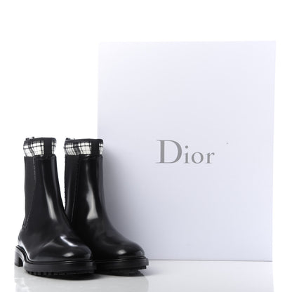 Christian Dior Calfskin Tartan D-Order Low Boot 38.5 Black Off White 9 of 9