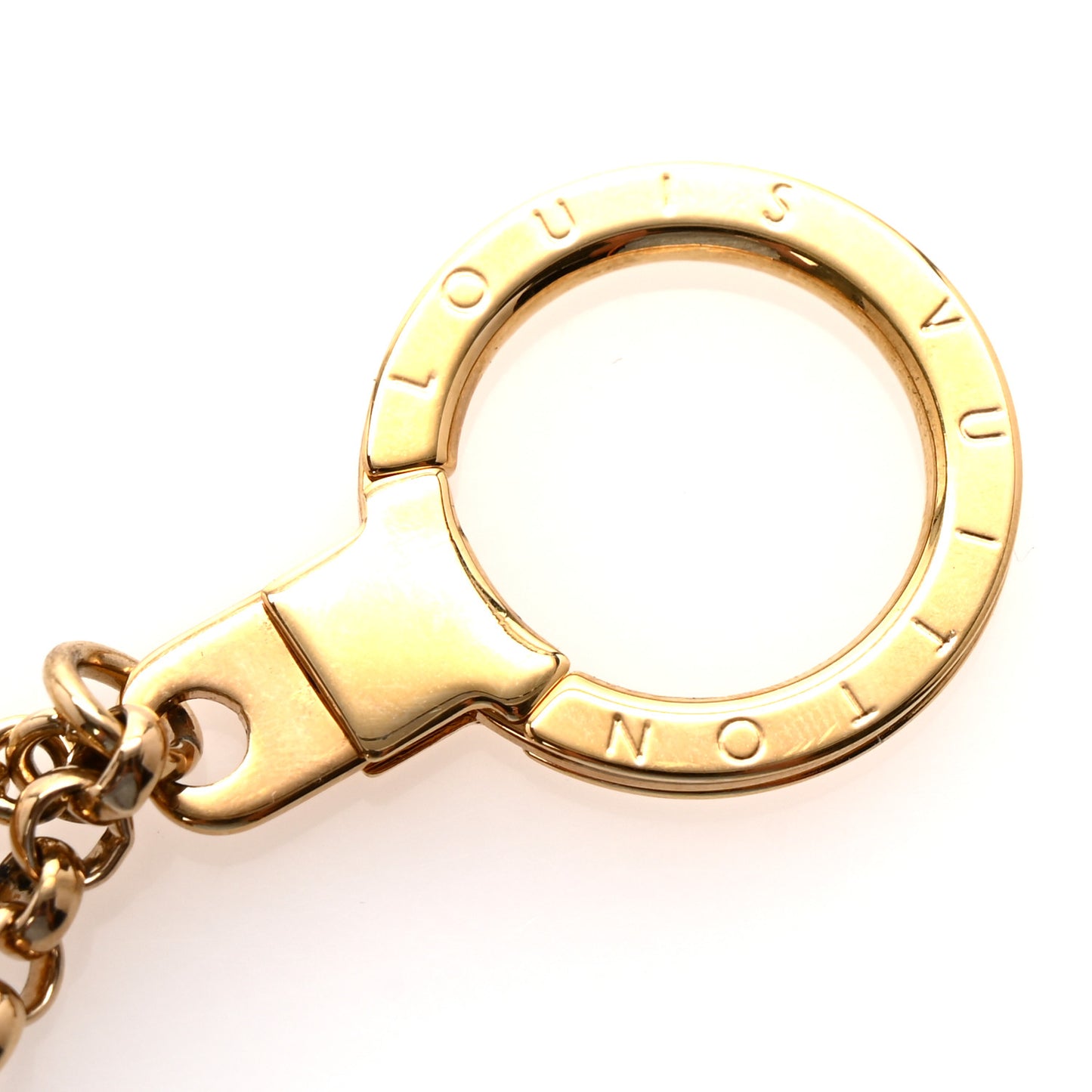 Brass Enamel Fleur De Monogram Bag Charm Chain Gold