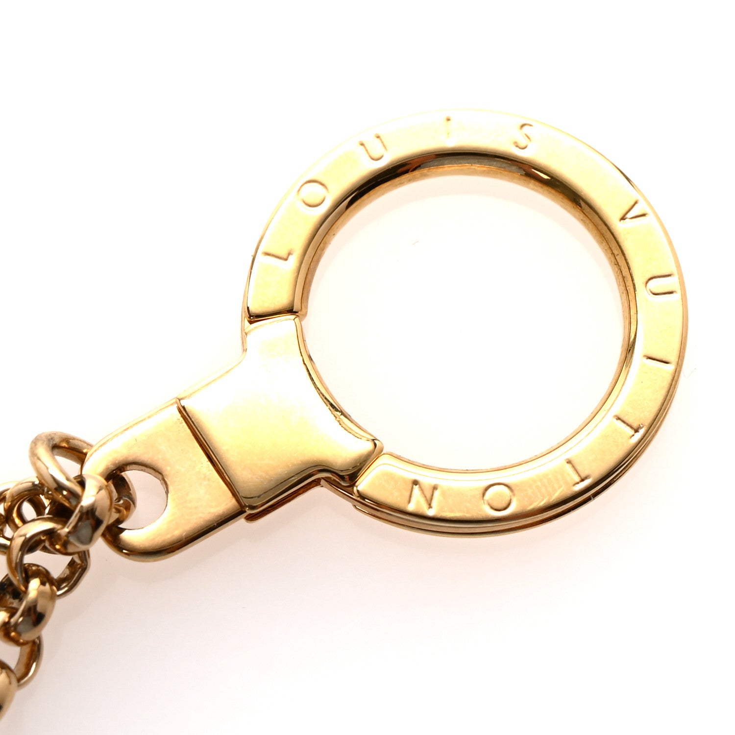 Louis Vuitton Brass Enamel Fleur De Monogram Bag Charm Chain Gold 3 of 4