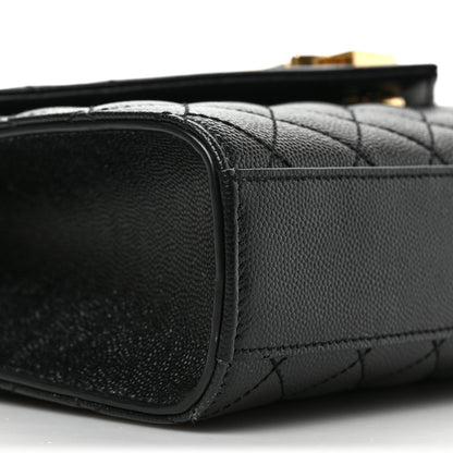 Saint Laurent Grain De Poudre Textured Mixed Matelasse Triquilt Medium Monogram Satchel Black 7 of 8