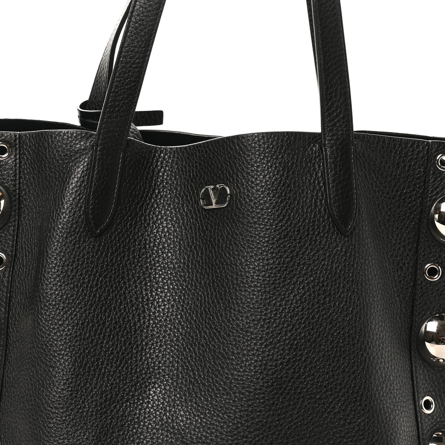 Valentino Garavani Grainy Calfskin Studded Medium Nellcote Shopping Tote Black 8 of 10