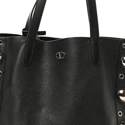 Valentino Garavani Grainy Calfskin Studded Medium Nellcote Shopping Tote Black 8 of 10
