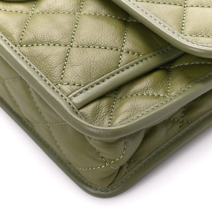 Chanel Calfskin Quilted Medium Casual Riviera Flap Green 11 of 11