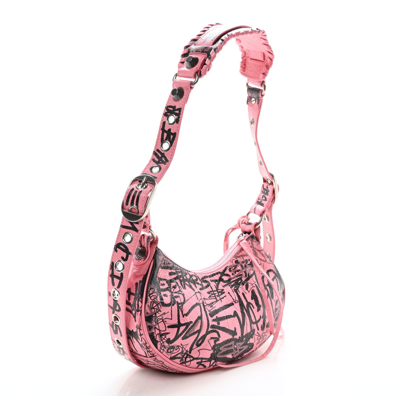 Balenciaga Agneau Arena Graffiti Le Cagole Shoulder Bag XS Sweet Pink 3 of 11