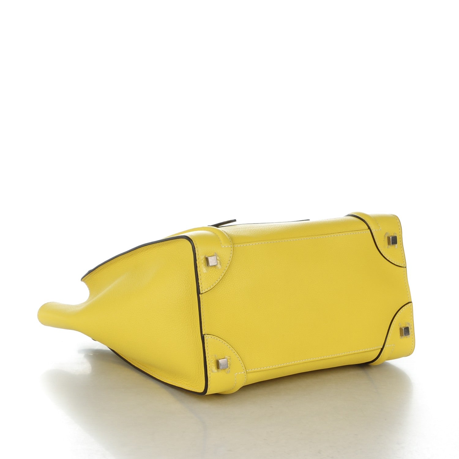 Celine Drummed Calfskin Mini Luggage Citron 4 of 9