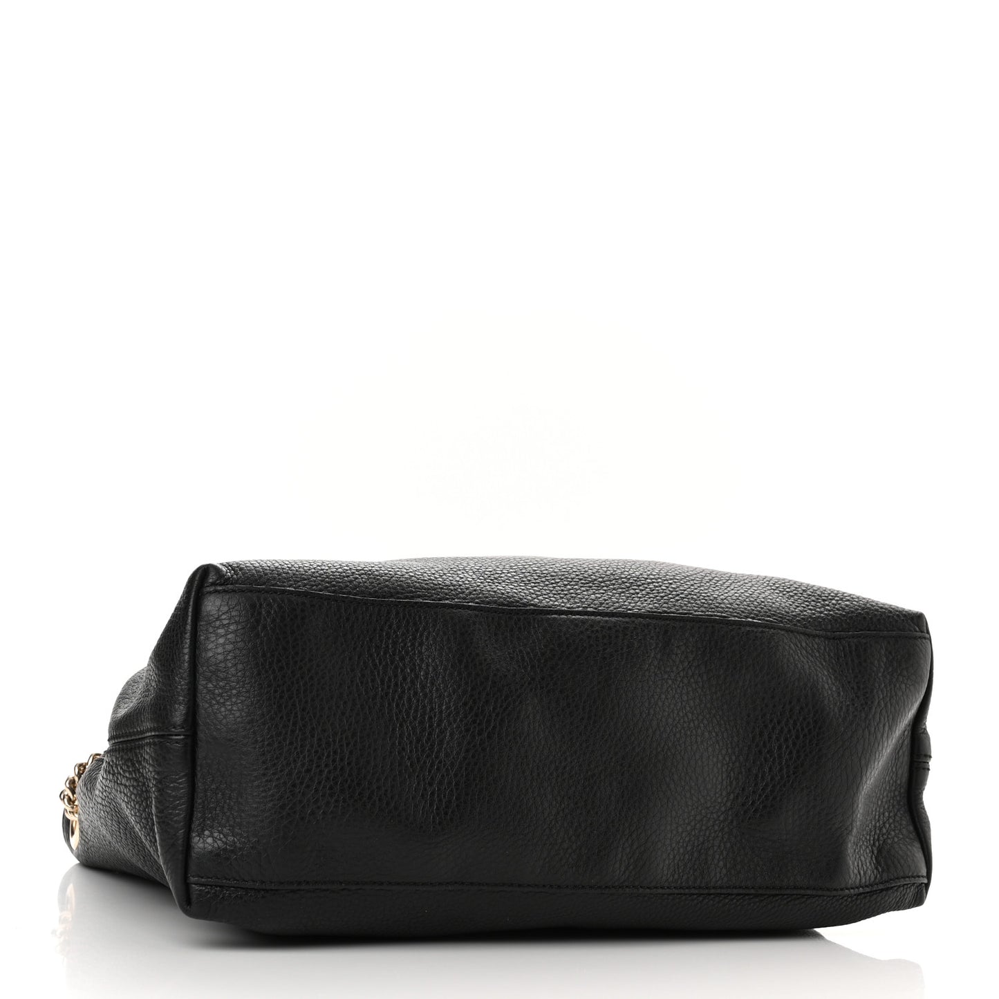 Pebbled Calfskin Large Soho Chain Shoulder Bag Black