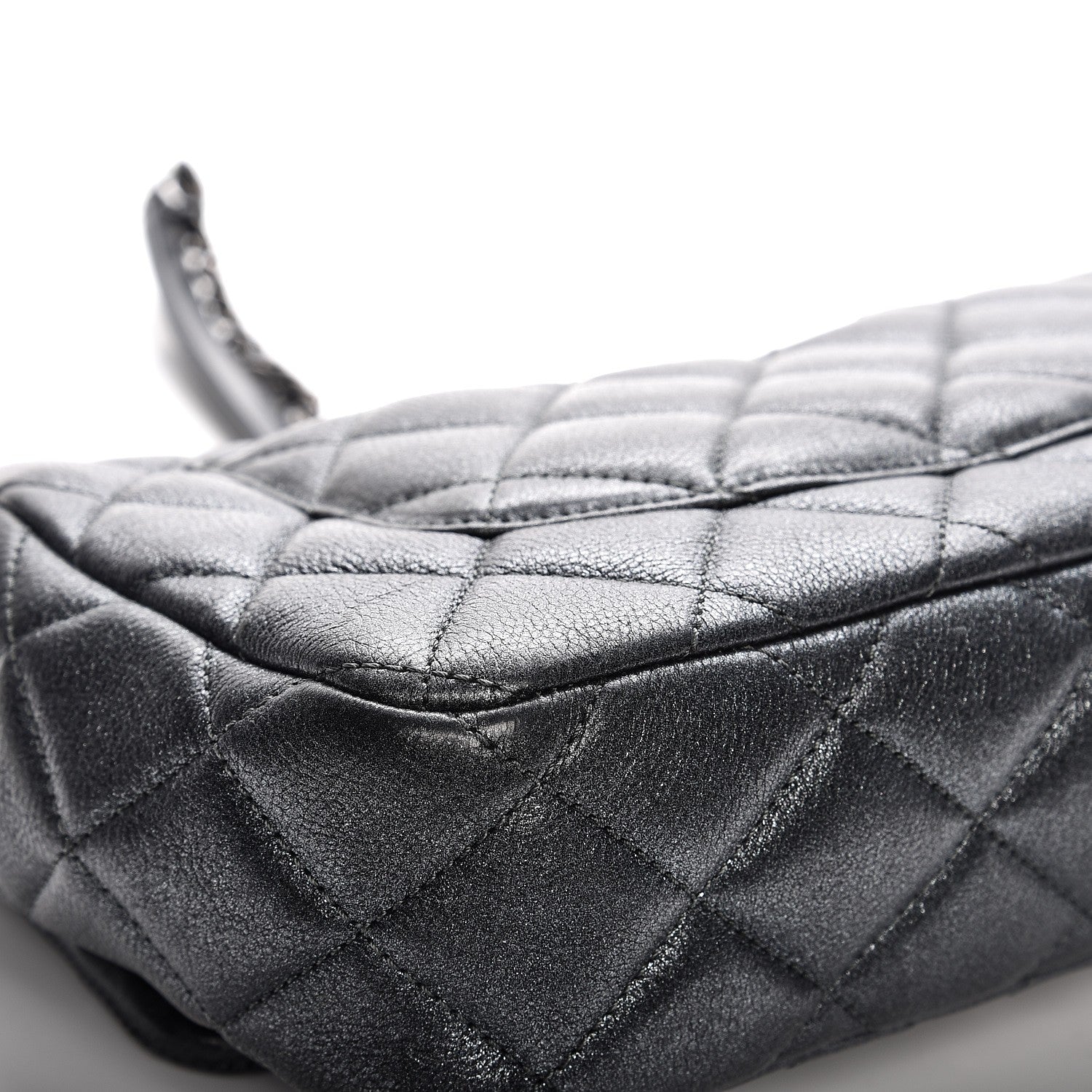 Chanel Metallic Calfskin Quilted Medium CC Eyelet Flap Dark Silver 12 of 13
