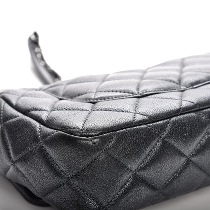 Chanel Metallic Calfskin Quilted Medium CC Eyelet Flap Dark Silver 12 of 13