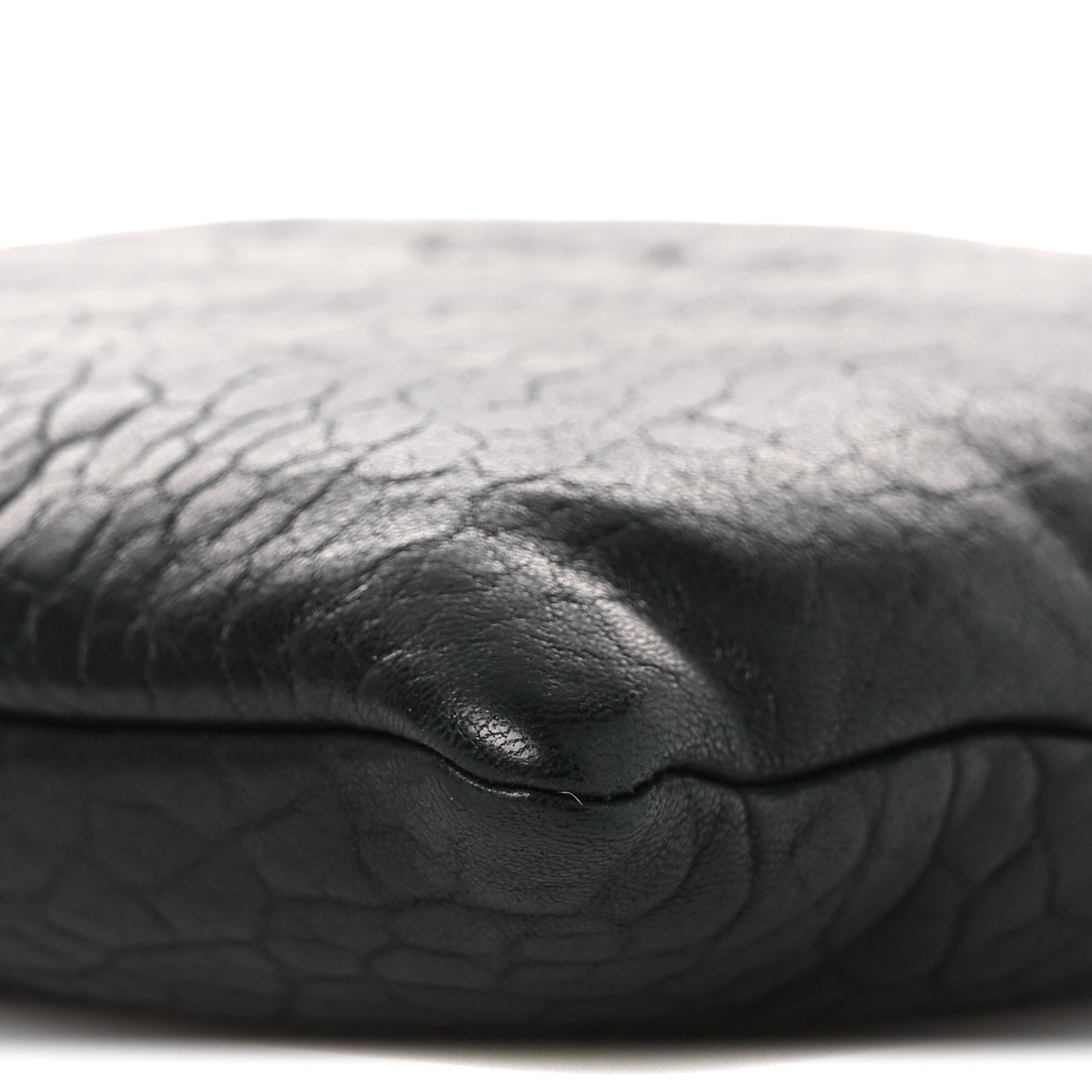Calfskin Large Puffy Pouch Black