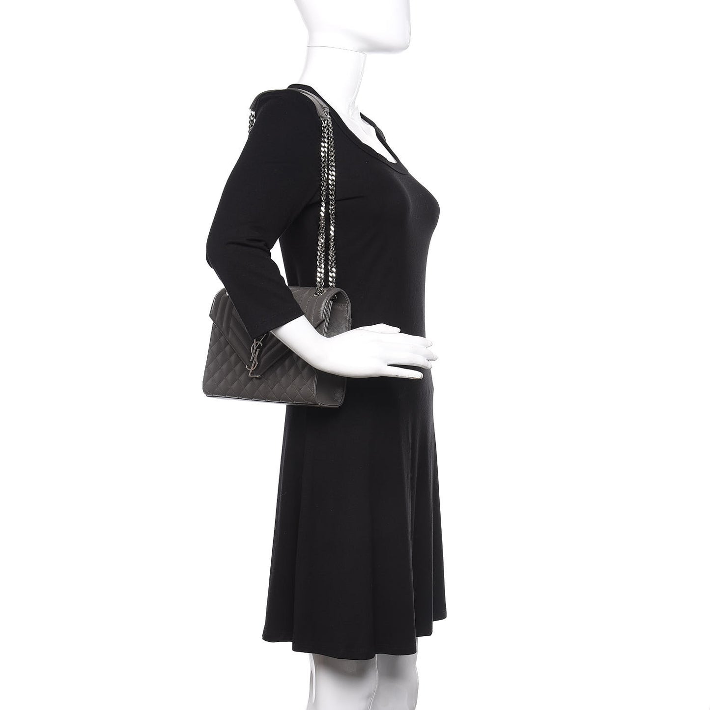 Grain De Poudre Textured Mixed Matelasse Medium Triquilt Monogram Satchel Earth