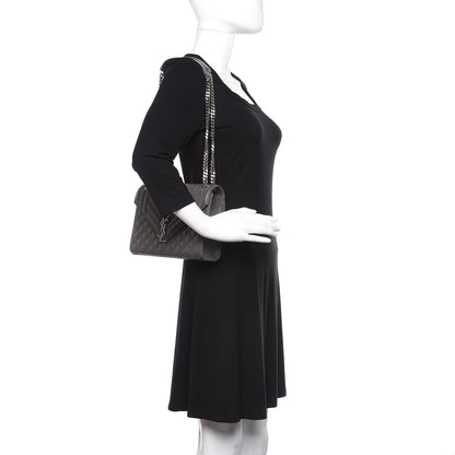 Saint Laurent Grain De Poudre Textured Mixed Matelasse Medium Triquilt Monogram Satchel Earth 2 of 8