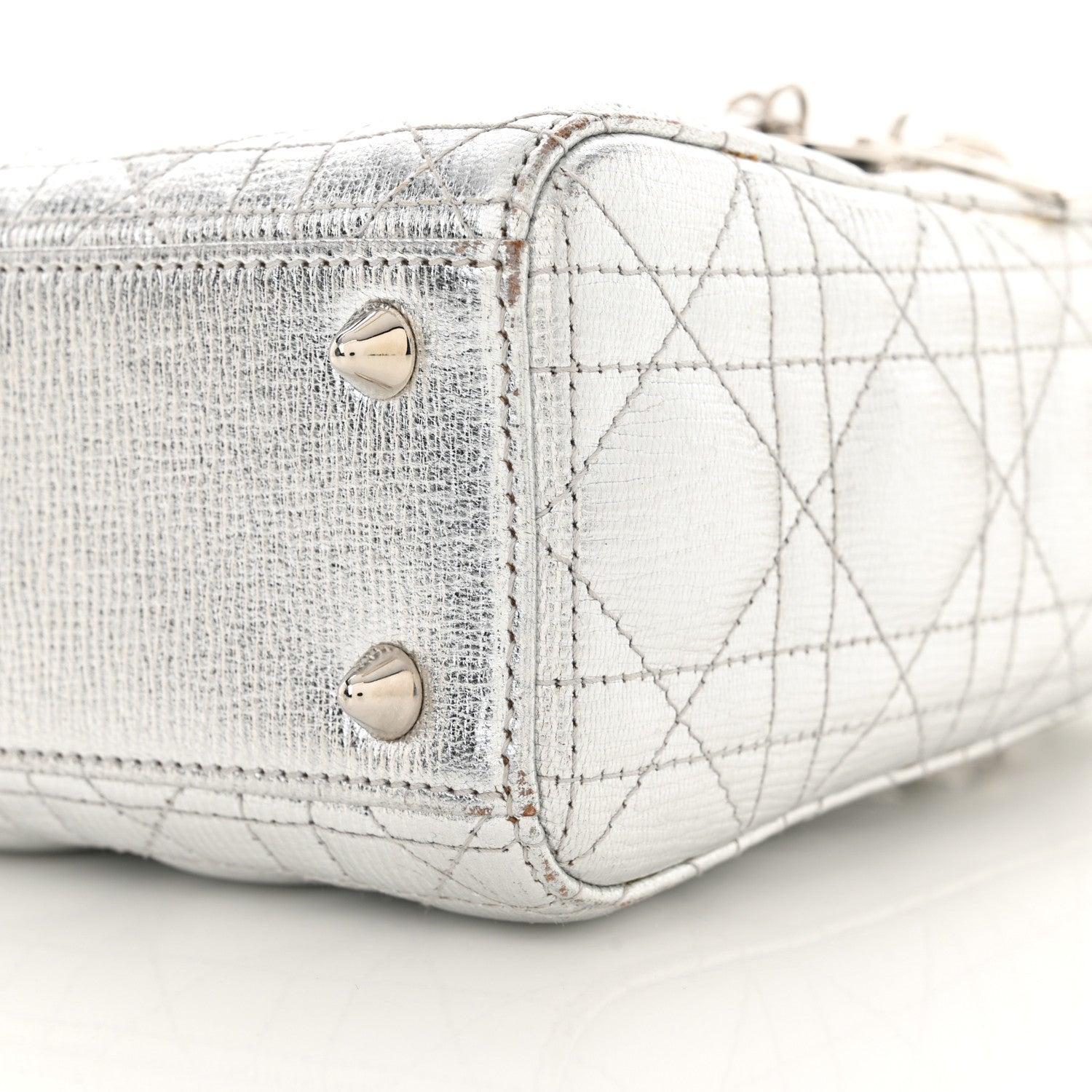 Christian Dior Metallic Grained Calfskin Cannage Small Lucky Badges My Lady Dior Silver 10 of 16