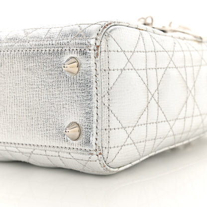 Christian Dior Metallic Grained Calfskin Cannage Small Lucky Badges My Lady Dior Silver 10 of 16