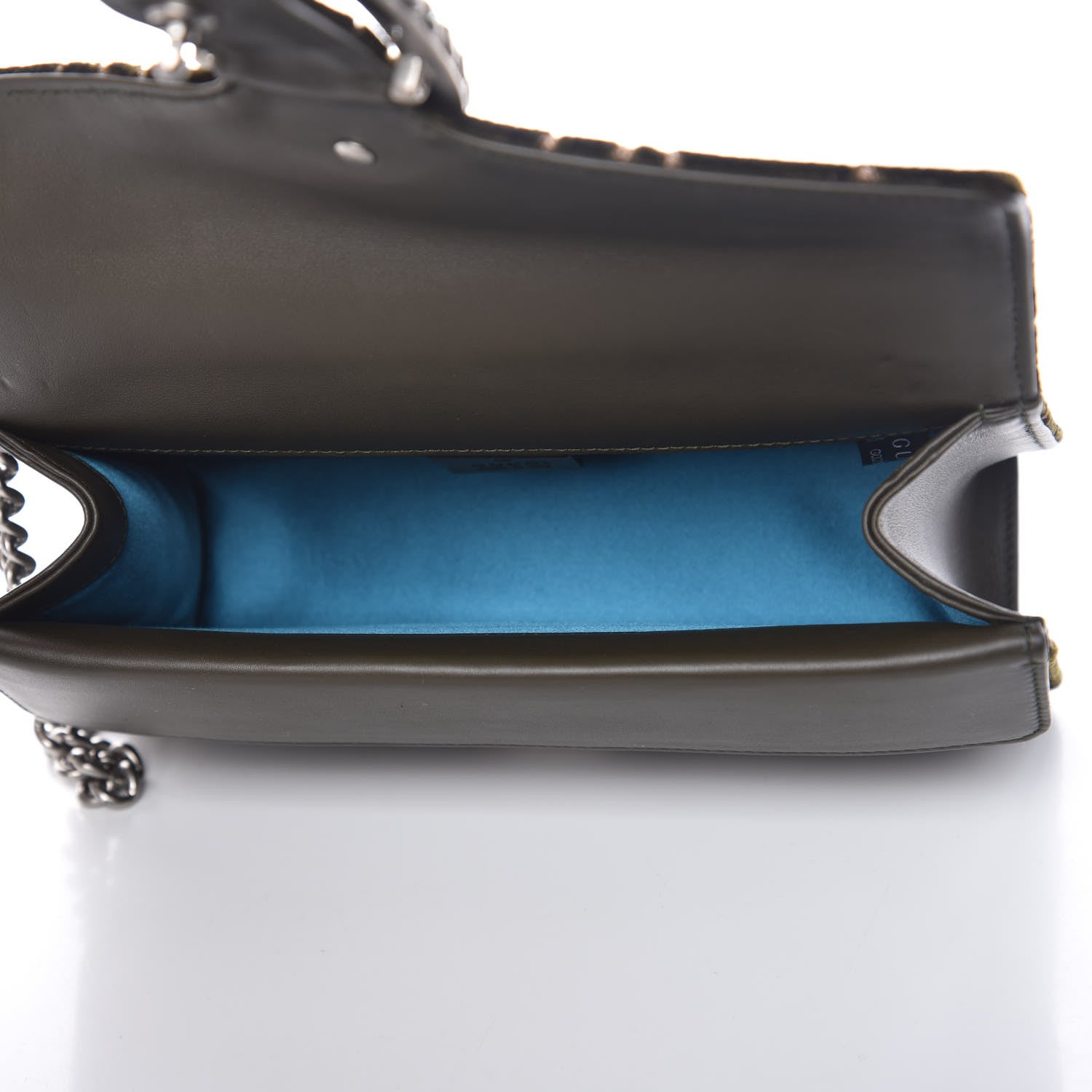Gucci Velvet Moon Calfskin Crystal GG Monogram Small Dionysus Shoulder Bag Dark Olive Rose Gold 6 of 12
