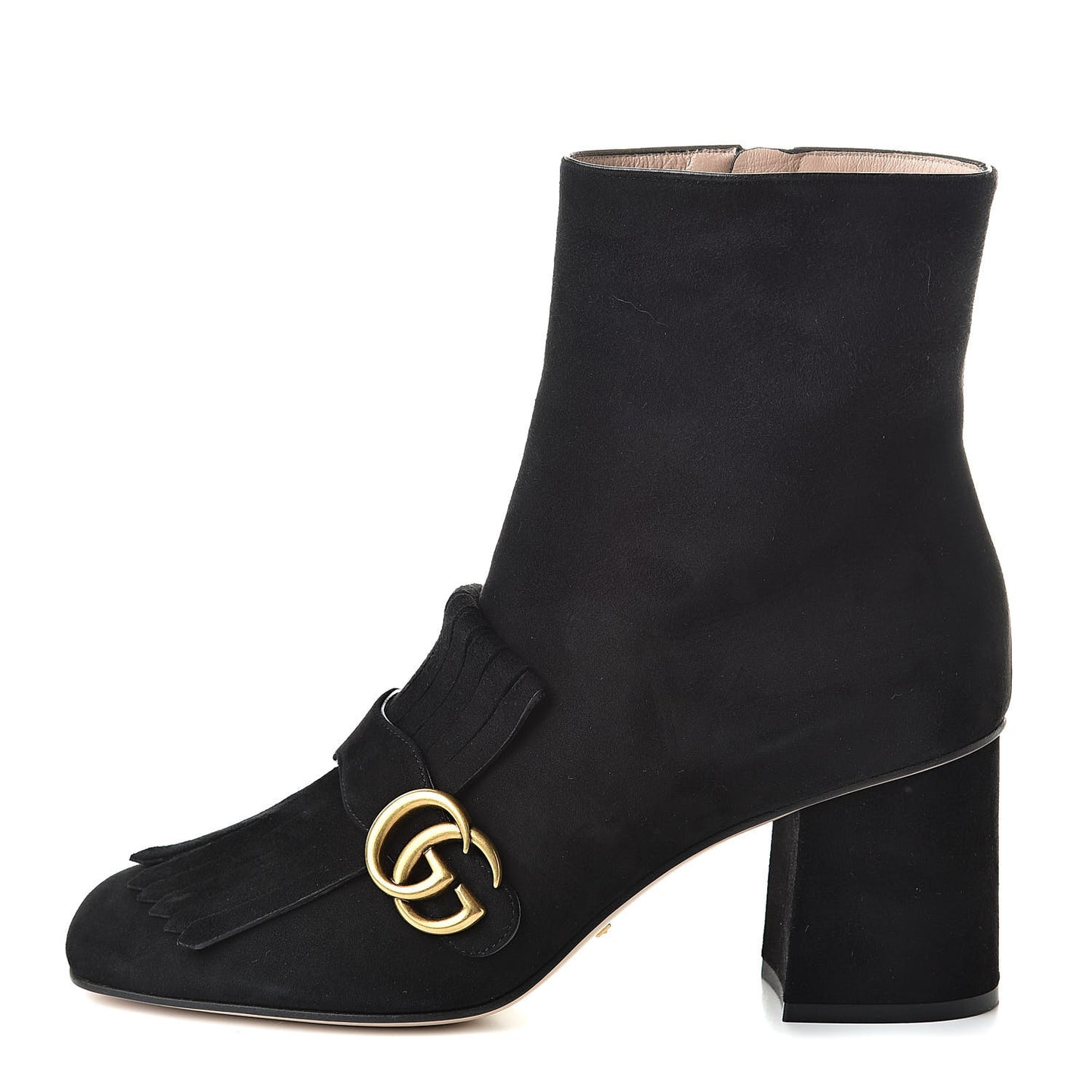 Kid Scamosciato GG Marmont Fringe 75mm Ankle Boots 41 Black