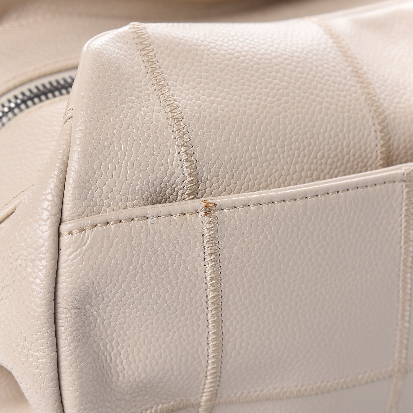 Caviar Square Stitched Large Tote Beige