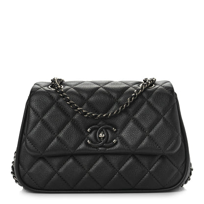 Chanel Calfskin Quilted Small Frame In Chain Flap Black 1 of 10