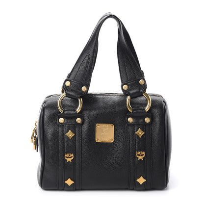 MCM Grained Calfskin Studded Boston Bag Black 1 of 11