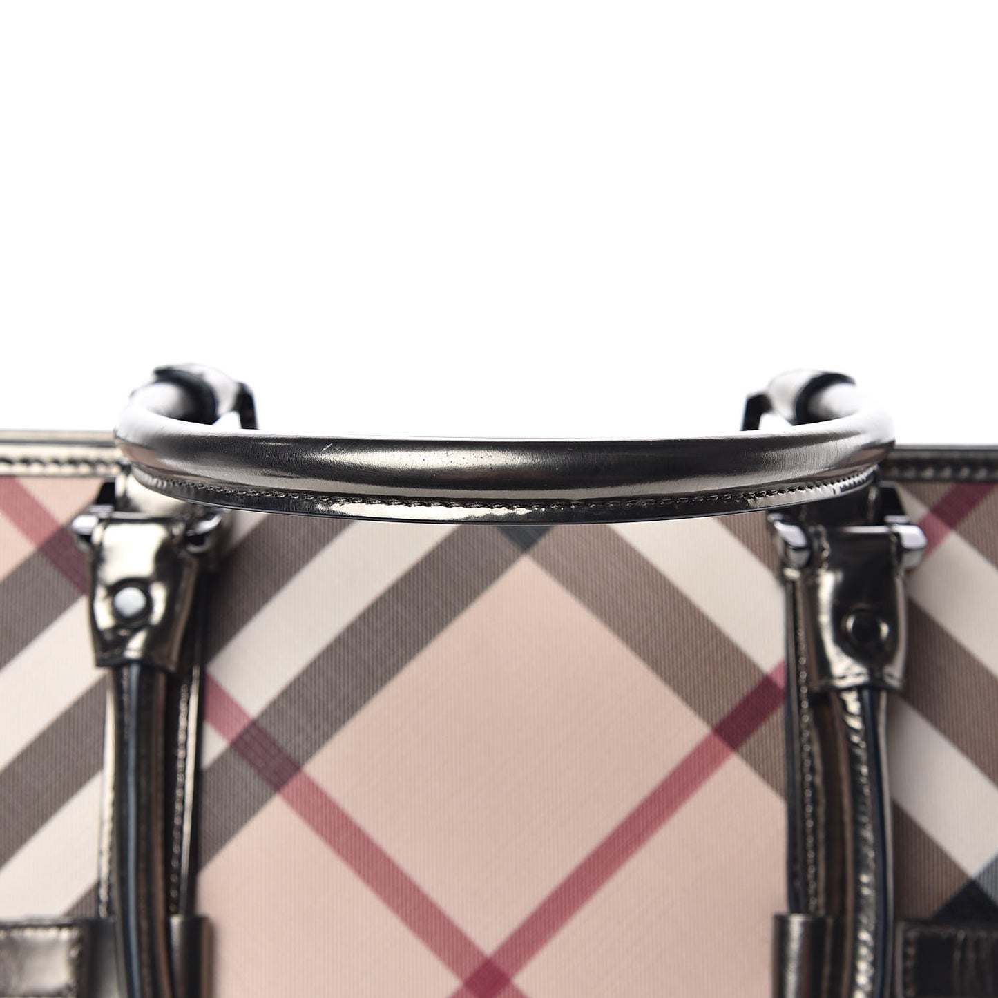 Metallic Calfskin Nova Check Tote Pewter