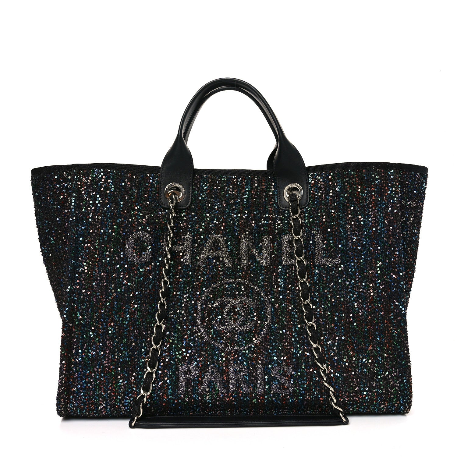 Chanel Calfskin Sequin Medium Deauville Tote Black 1 of 10